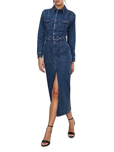 Fit For Success Denim Midi-Dress