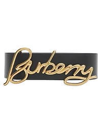 Leather Gold-Plated Logo Belt