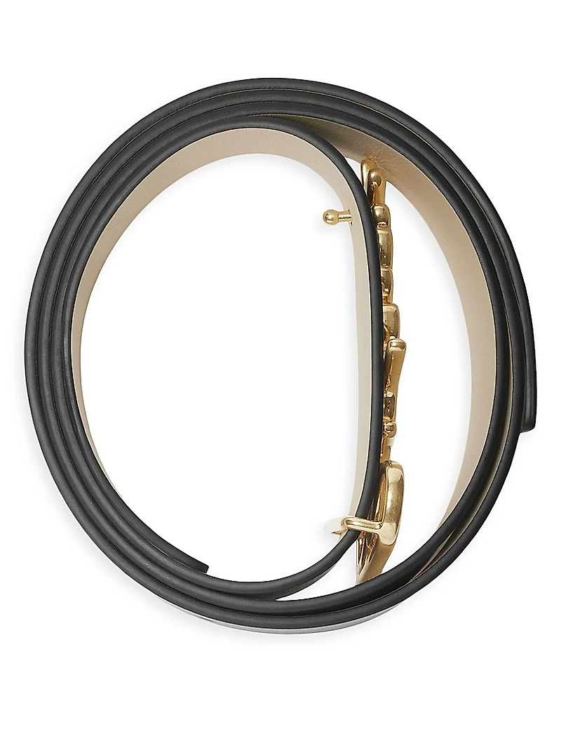 Leather Gold-Plated Logo Belt
