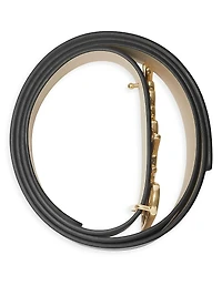 Leather Gold-Plated Logo Belt
