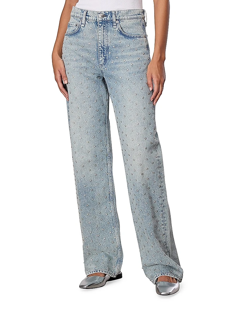 Shea Embellished High-Rise Straight-Leg Jeans