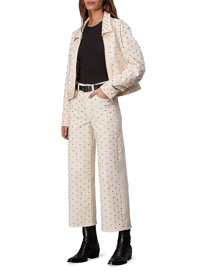 Andi Faux Pearl High-Rise Wide-Leg Pants