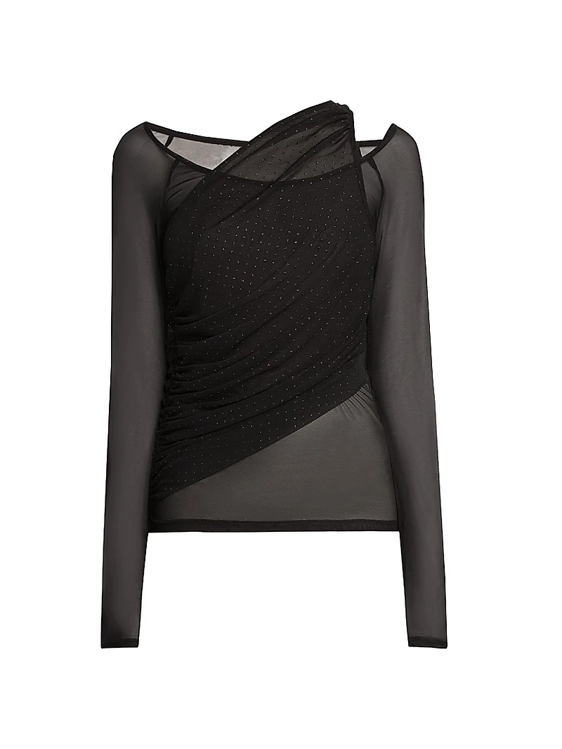 Draped Hotfix Sheer Top