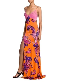 Baroque Stretch-Jersey Sleeveless Maxi Dress