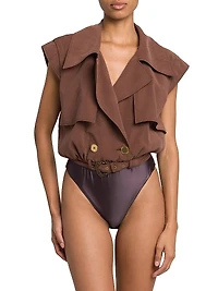 Belted Wrap-Style Bodysuit