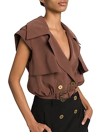 Belted Wrap-Style Bodysuit