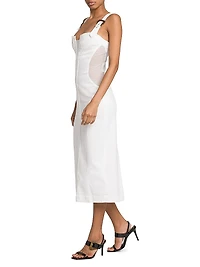 Denim & Mesh Midi-Dress