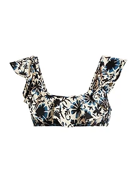 Azores Floral Ruffled Bikini Top