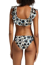 Azores Floral Ruffled Bikini Top
