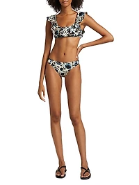 Azores Floral Ruffled Bikini Top