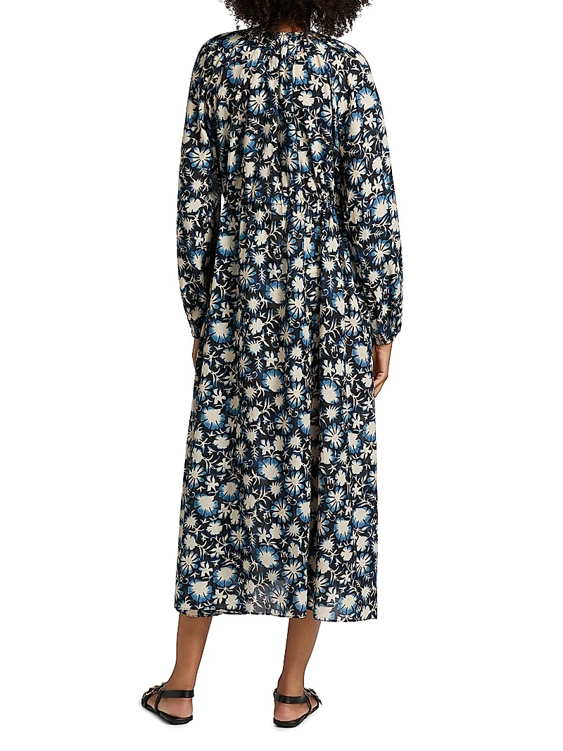 Renata Floral Cotton-Blend Midi-Dress