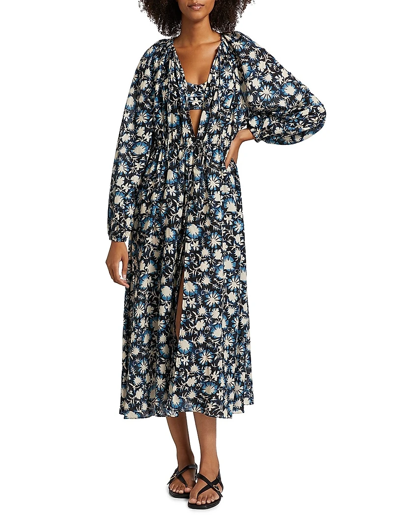 Renata Floral Cotton-Blend Midi-Dress