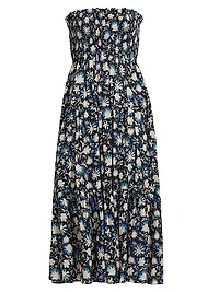 Lucca Floral Smocked Cotton-Blend Midi-Dress