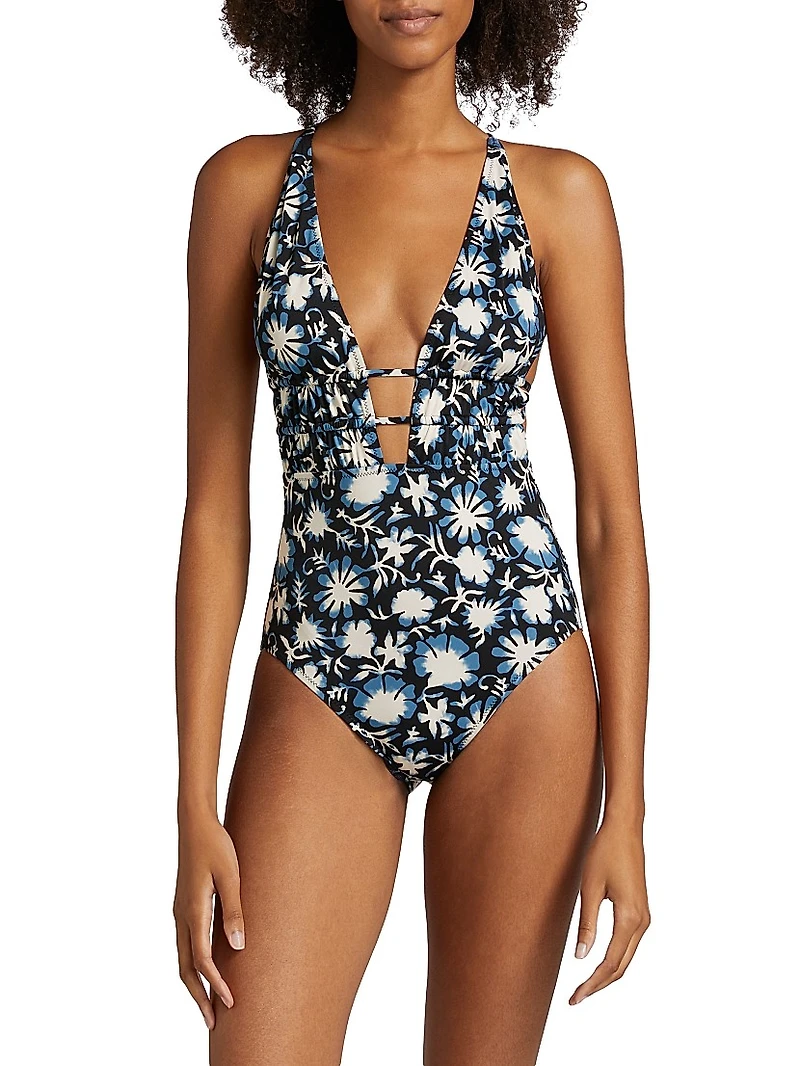 Dioni Floral Plunge One-Piece Swimsuit