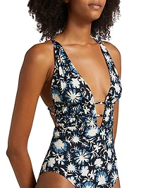 Dioni Floral Plunge One-Piece Swimsuit