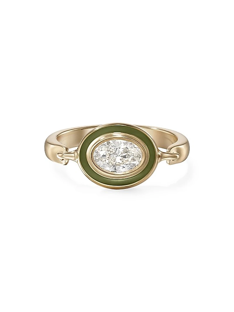 Lenox Reign 18K Yellow Gold, Enamel & 0.40 TCW Diamond Ring