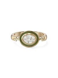 Lenox Reign 18K Yellow Gold, Enamel & 0.40 TCW Diamond Ring