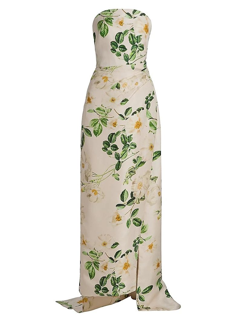 Strapless Draped Column Gown