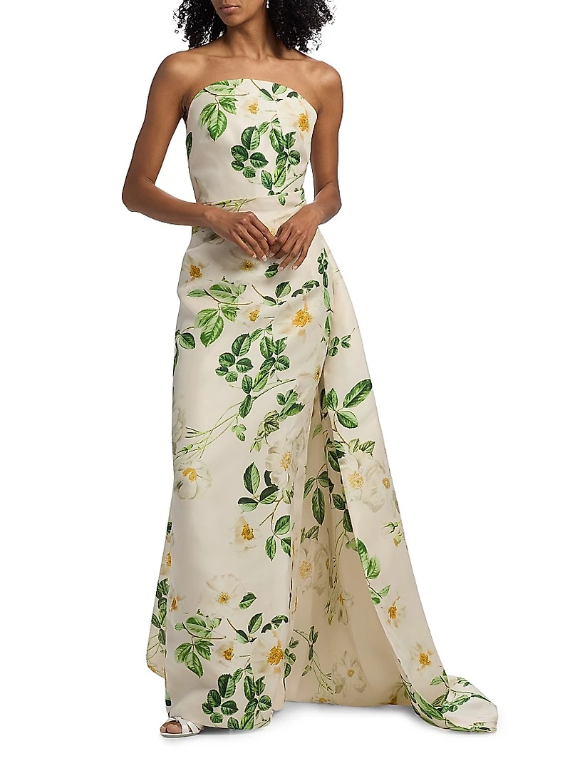 Strapless Draped Column Gown