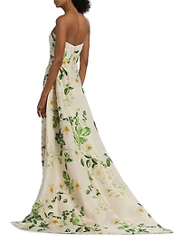 Strapless Draped Column Gown