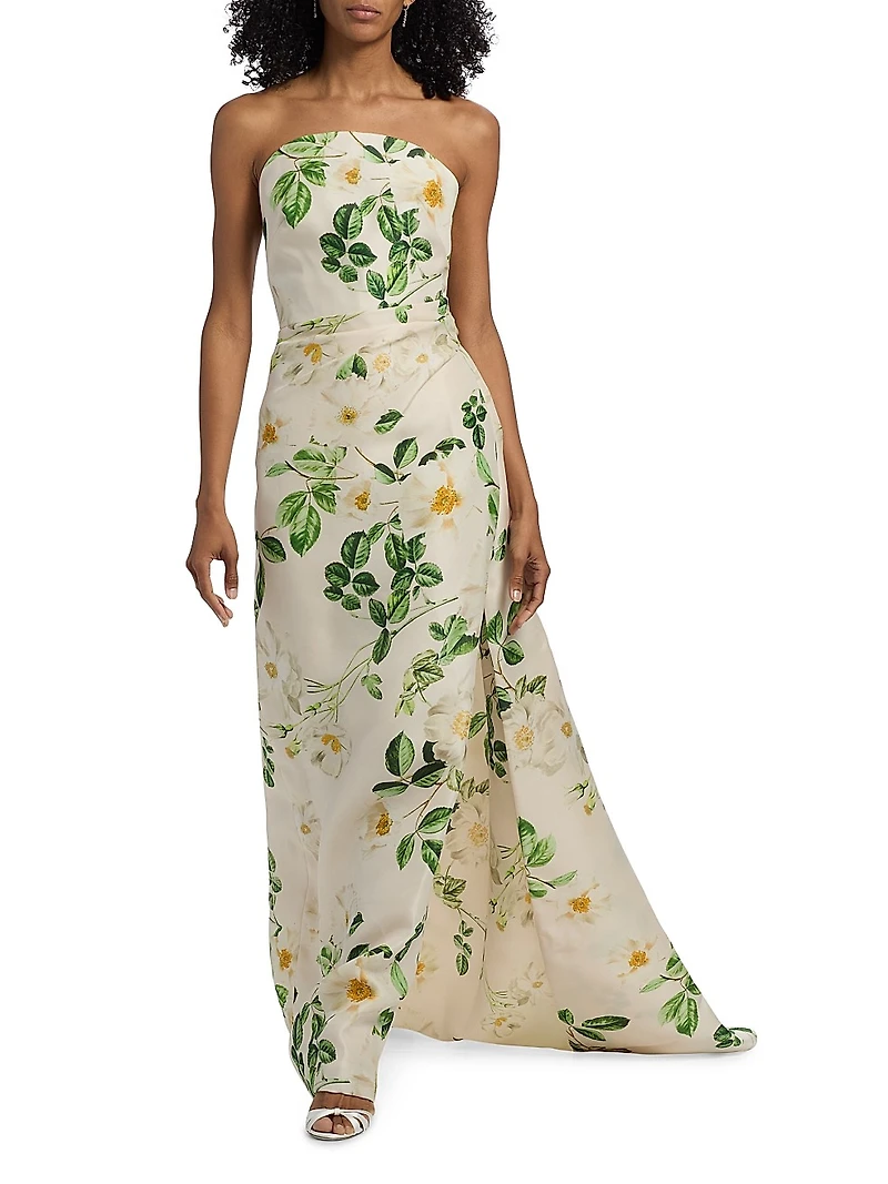 Strapless Draped Column Gown
