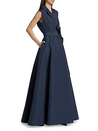 Sleeveless Silk Trench Gown