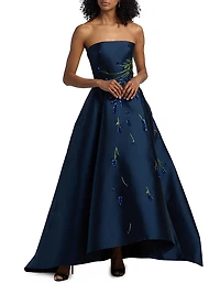 Embellished Silk Strapless Gown
