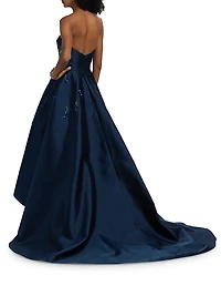Embellished Silk Strapless Gown