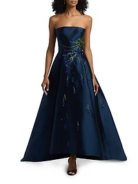 Embellished Silk Strapless Gown