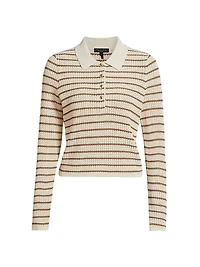 Viola Striped Knit Polo Top