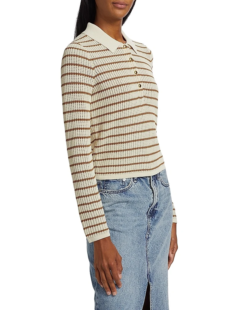 Viola Striped Knit Polo Top