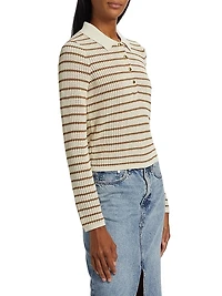 Viola Striped Knit Polo Top