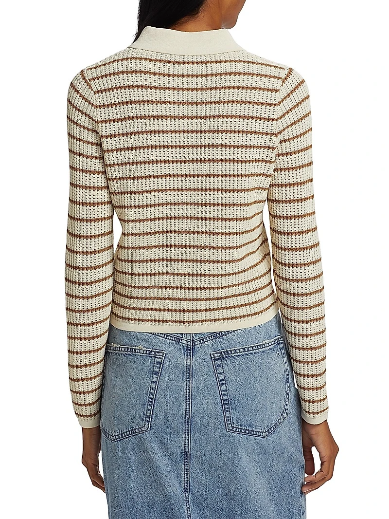 Viola Striped Knit Polo Top