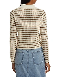 Viola Striped Knit Polo Top