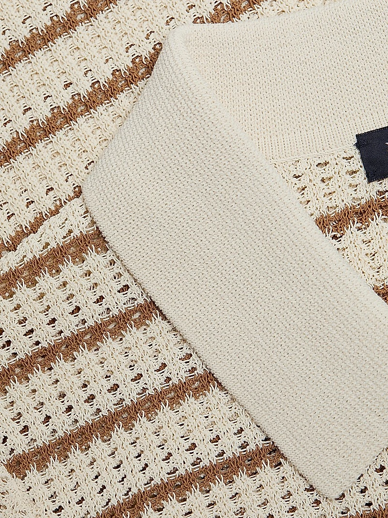 Viola Striped Knit Polo Top