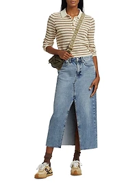 Viola Striped Knit Polo Top