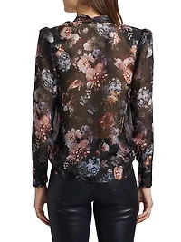 Cambria Floral Silk Tieneck Blouse