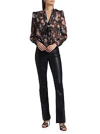 Cambria Floral Silk Tieneck Blouse