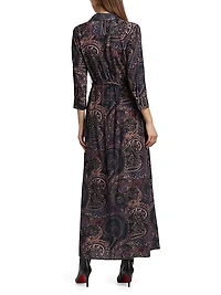 Cameron Paisley Silk Tie-Waist Shirtdress