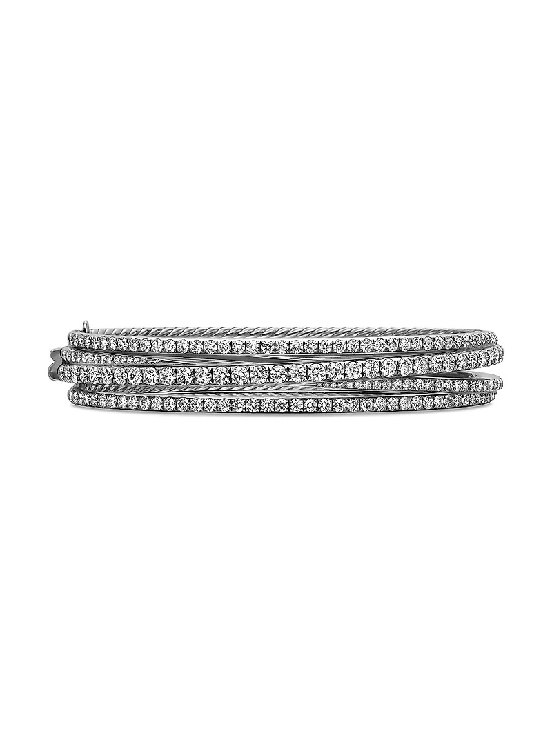 Pavé Crossover Three Row Bracelet in 18K Gold