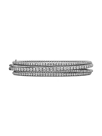 Pavé Crossover Three Row Bracelet in 18K Gold