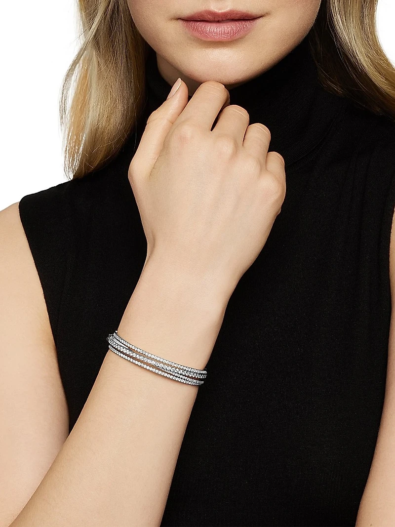 Pavé Crossover Three Row Bracelet in 18K Gold