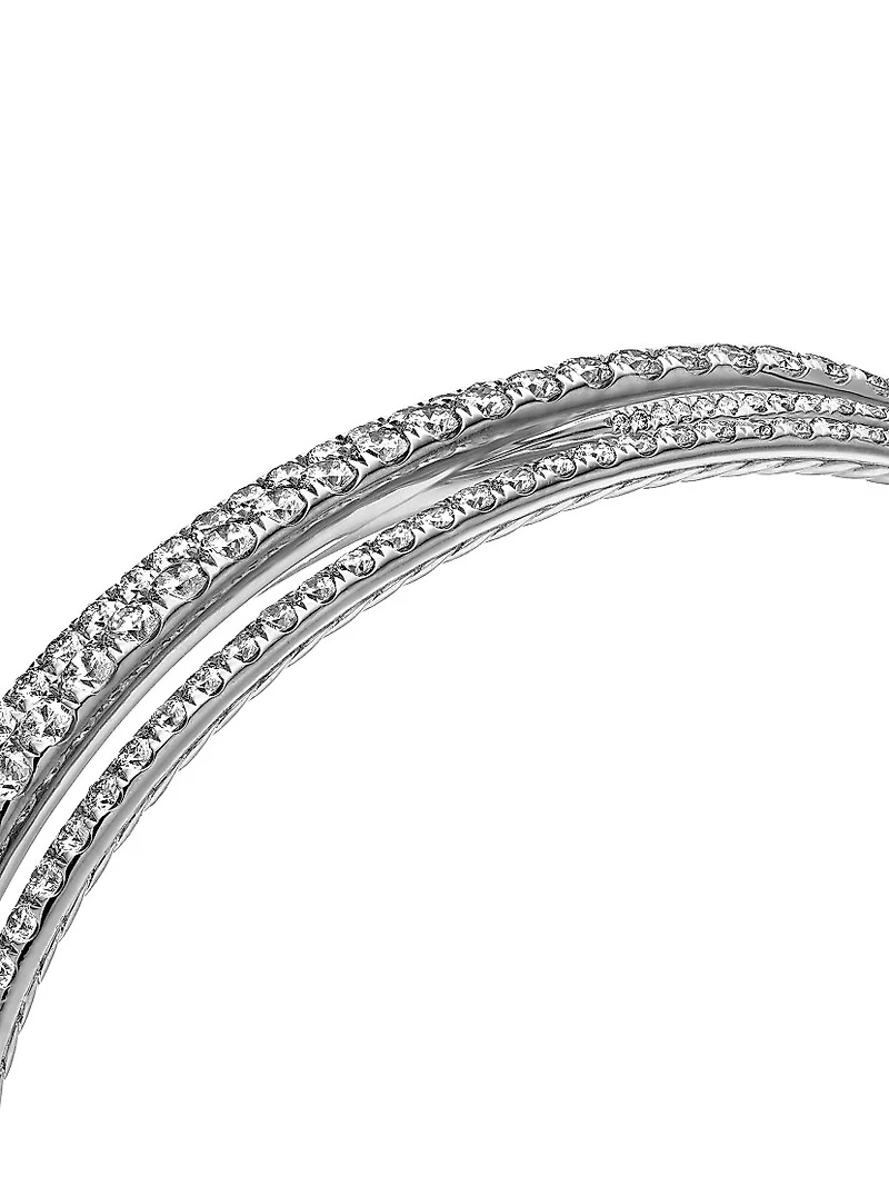 Pavé Crossover Three Row Bracelet in 18K Gold