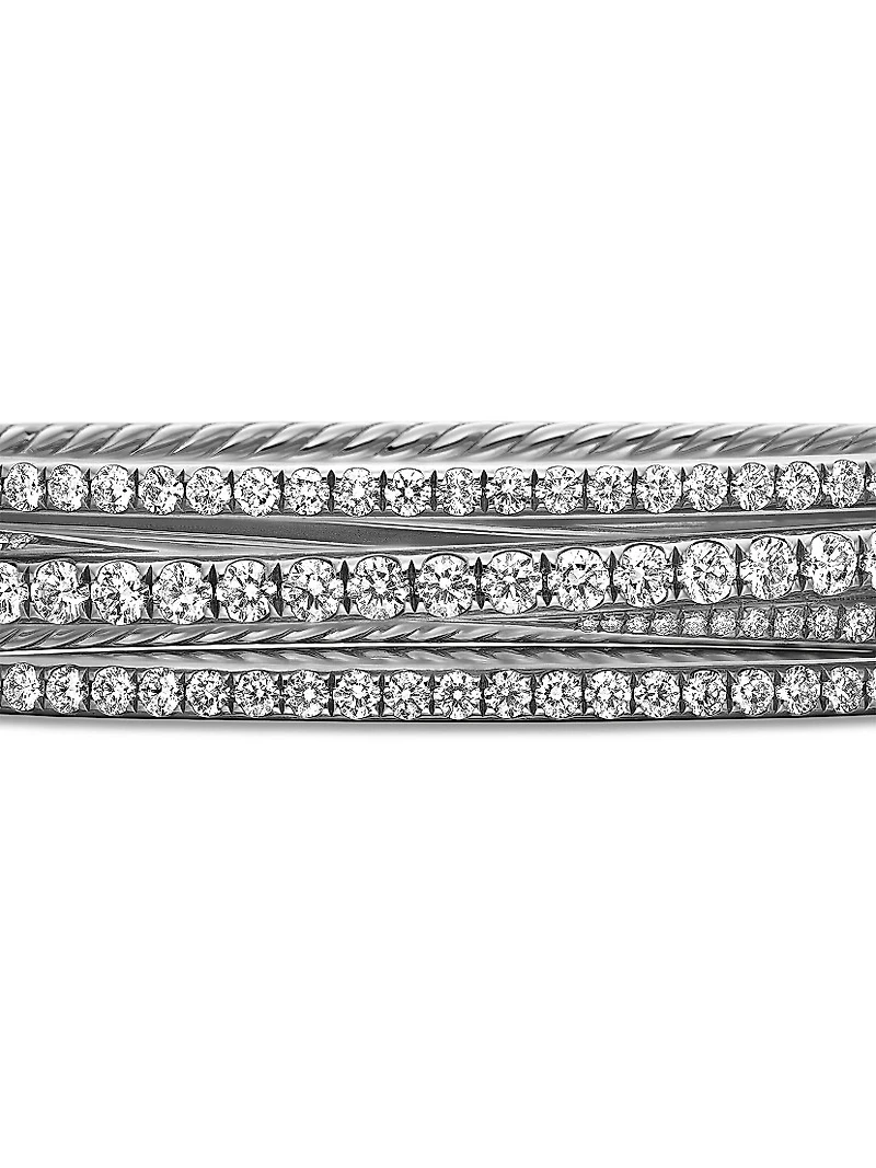 Pavé Crossover Three Row Bracelet in 18K Gold