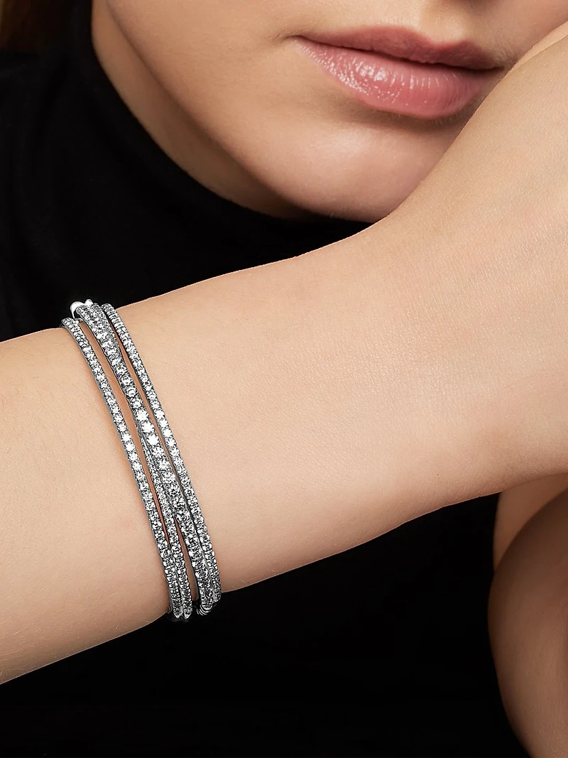 Pavé Crossover Three Row Bracelet in 18K Gold