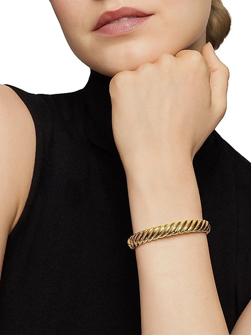 Sculpted Cable Bracelet in 18K Yellow Gold, 10MM