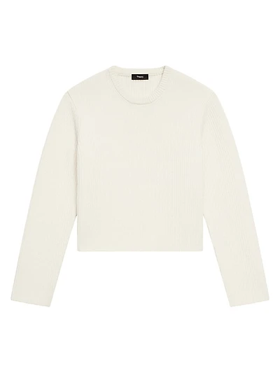 Wool Rib-Knit Boxy Sweater