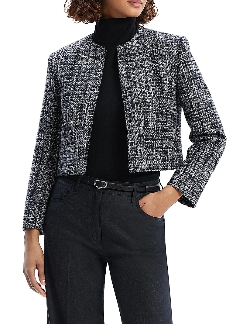 Wool-Blend Tweed Crop Jacket