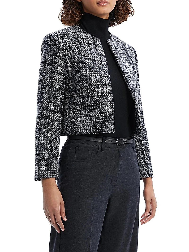 Wool-Blend Tweed Crop Jacket