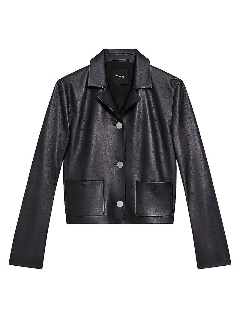 Leather Cropped Boxy Jacket